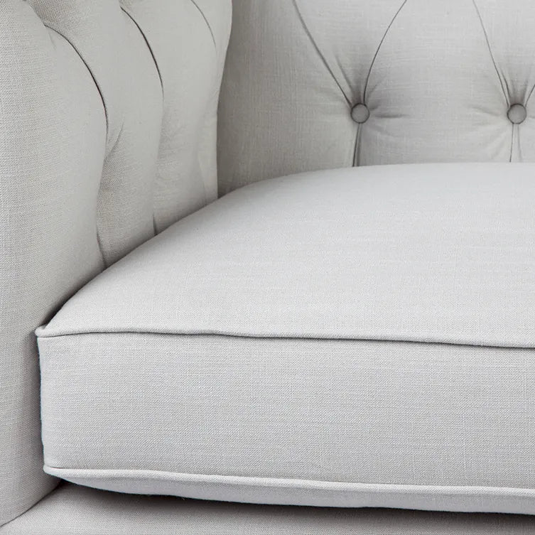 Tuxedo 3 Seater Tufted Sofa (Cool Grey Linen)