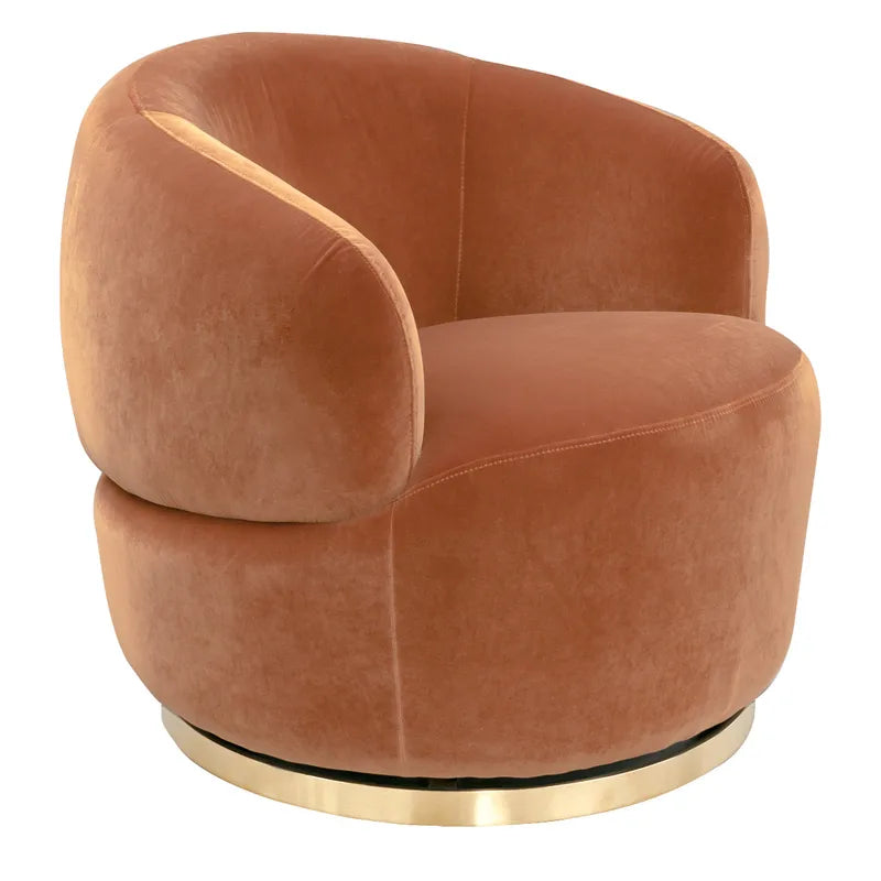 Tubby Swivel ArmChair - Caramel velvet