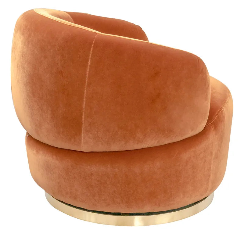 Tubby Swivel ArmChair - Caramel velvet