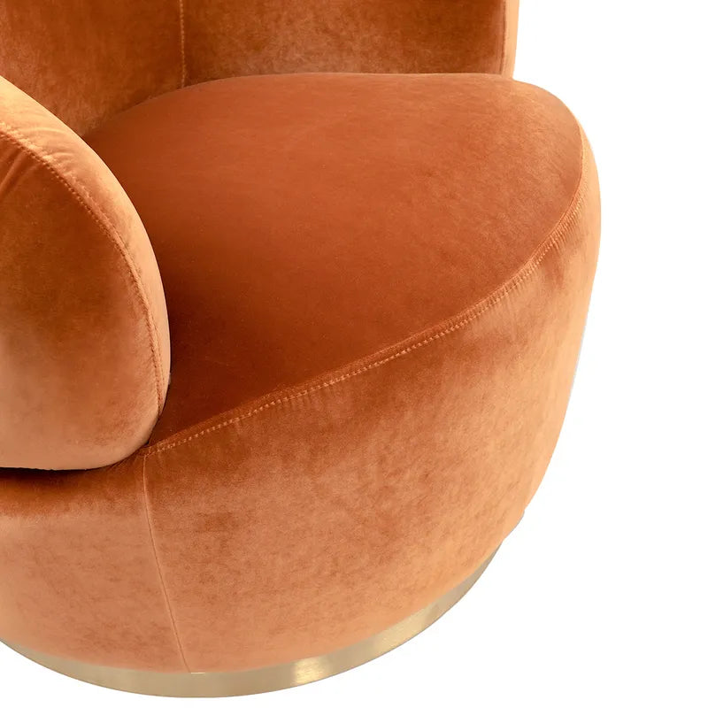 Tubby Swivel ArmChair - Caramel velvet