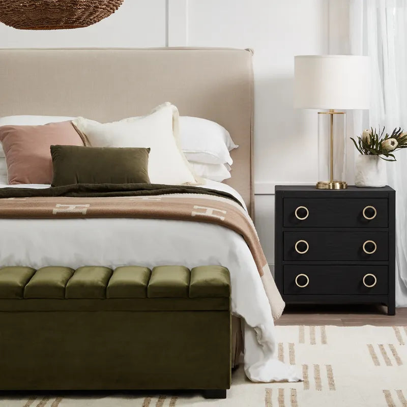 Astley Upholstered Bedside Table (Charcoal)
