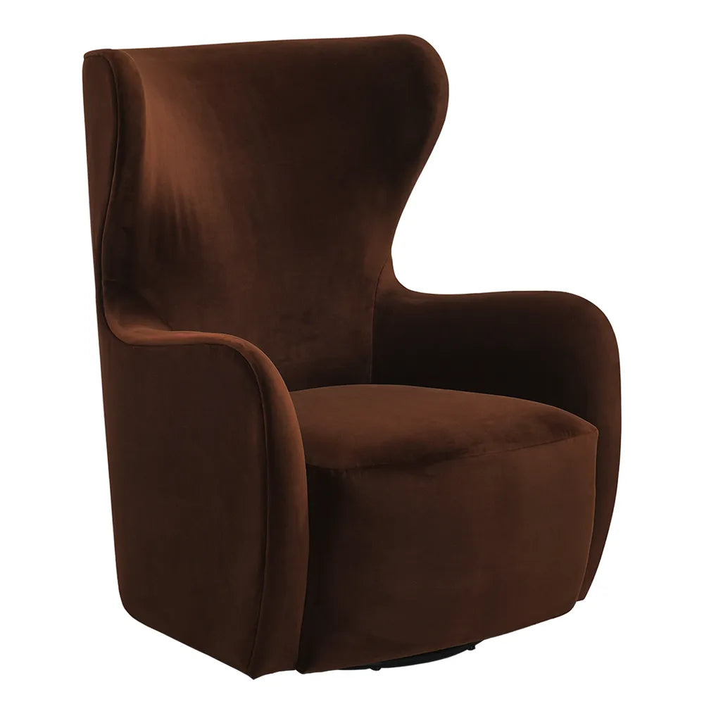 Aaron Swivel Armchair - Dark Chocolate Velvet