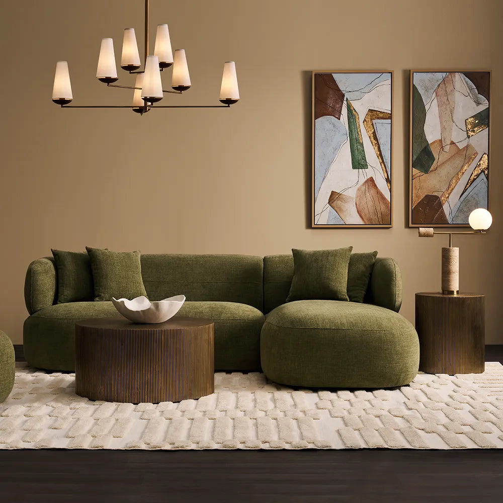 Greenwich 3 Seater Sofa with Chaise - Sage Chenille