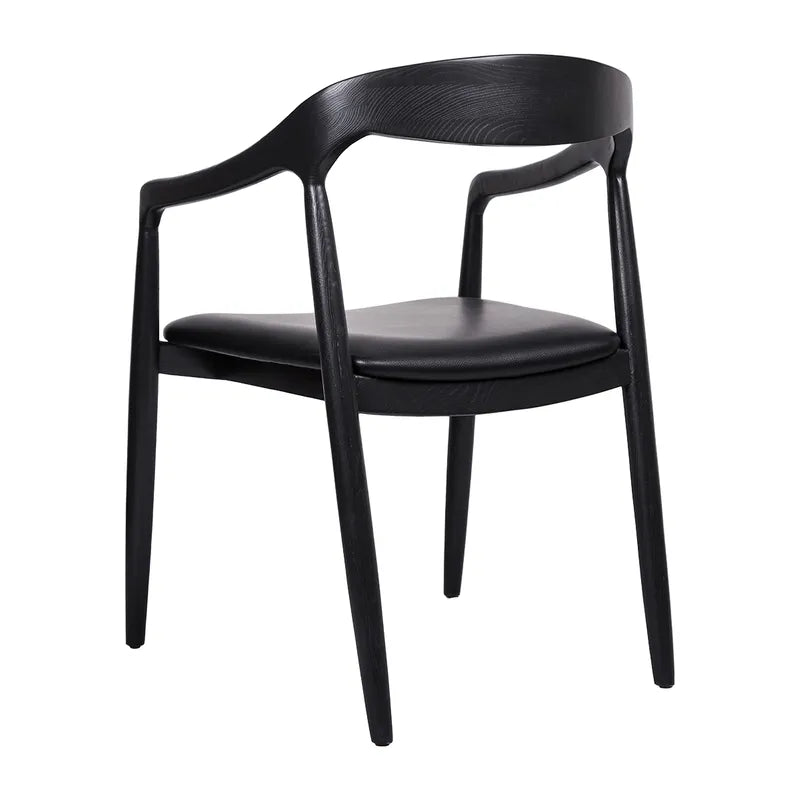 Astrid Ashwood Dining Chair - Black / Black Leather - Set of 2