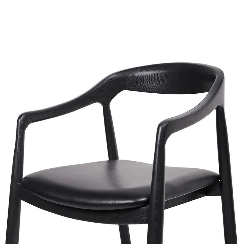 Astrid Ashwood Dining Chair - Black / Black Leather - Set of 2