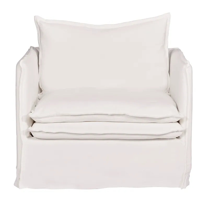 Palm Beach Slip Cover Armchair - White Linen