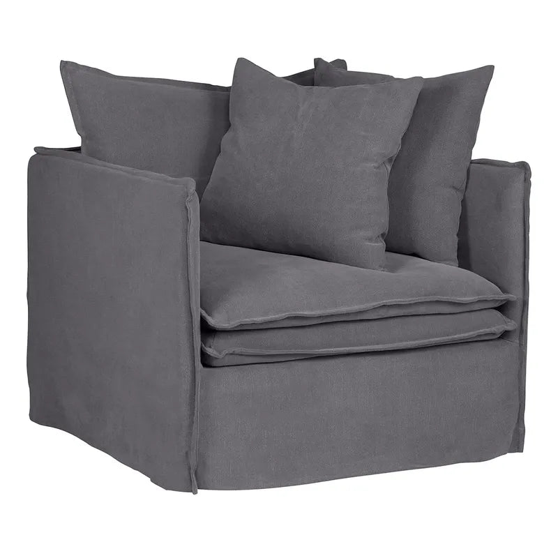 Palm Beach Slip Cover Armchair - Slate Grey Linen