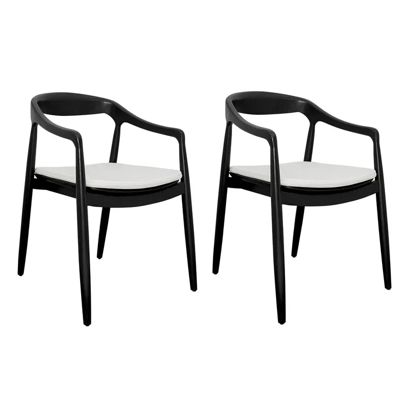 Astrid Ashwood Dining Chair - Black / White Linen - Set of 2