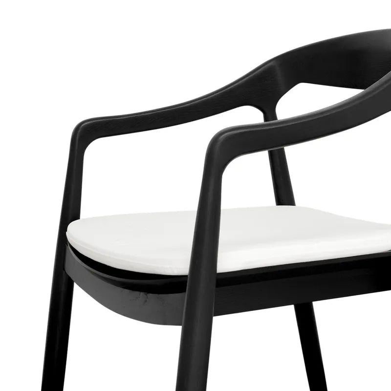 Astrid Ashwood Dining Chair - Black / White Linen - Set of 2