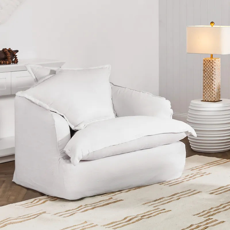 Hayman Slip Cover Armchair - White Linen