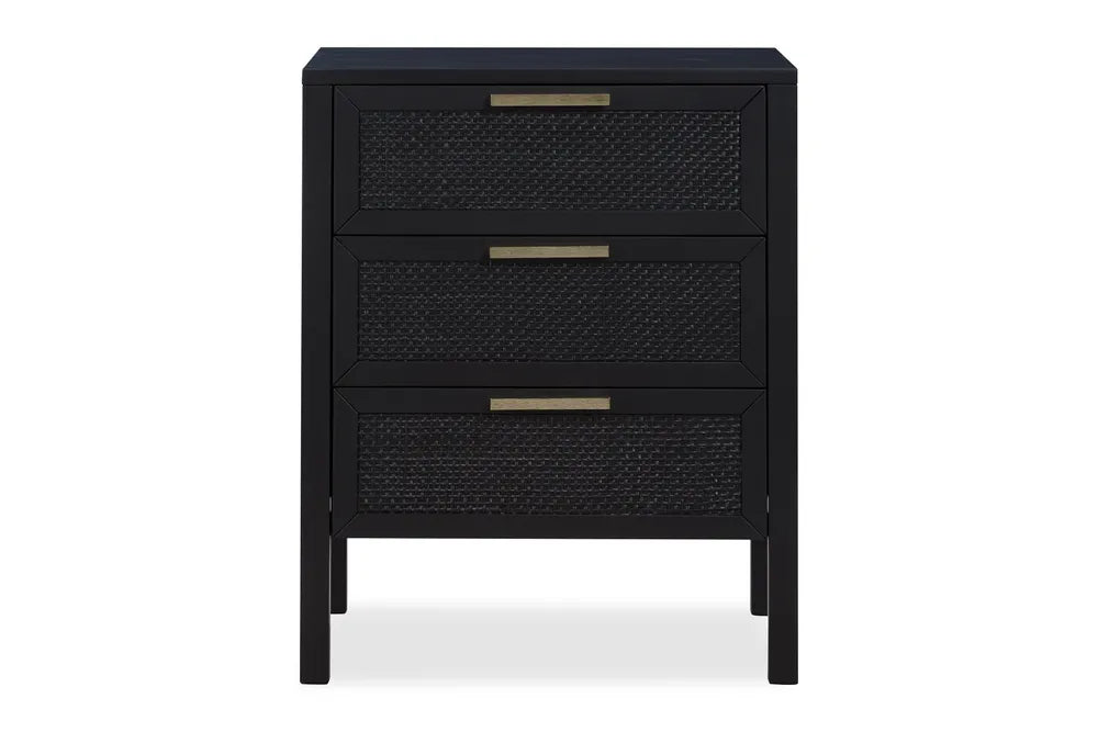 Santorini Bedside Table With 3 Drawers - Black