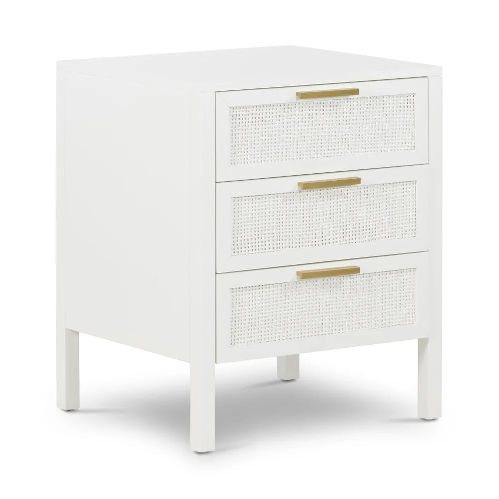 Santorini Bedside Table With 3 Drawers - White