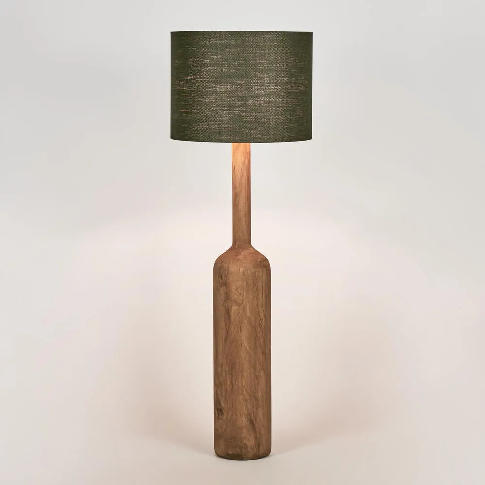 Flask Wood Floor Lamp Saddle Base - Black Shade