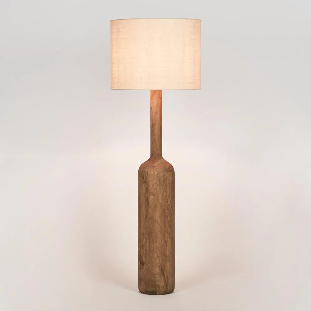 Flask Wood Floor Lamp Saddle Base - Natural Shade