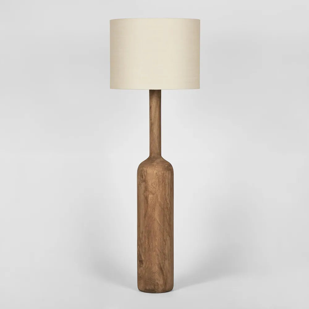 Flask Wood Floor Lamp Saddle Base - Natural Shade