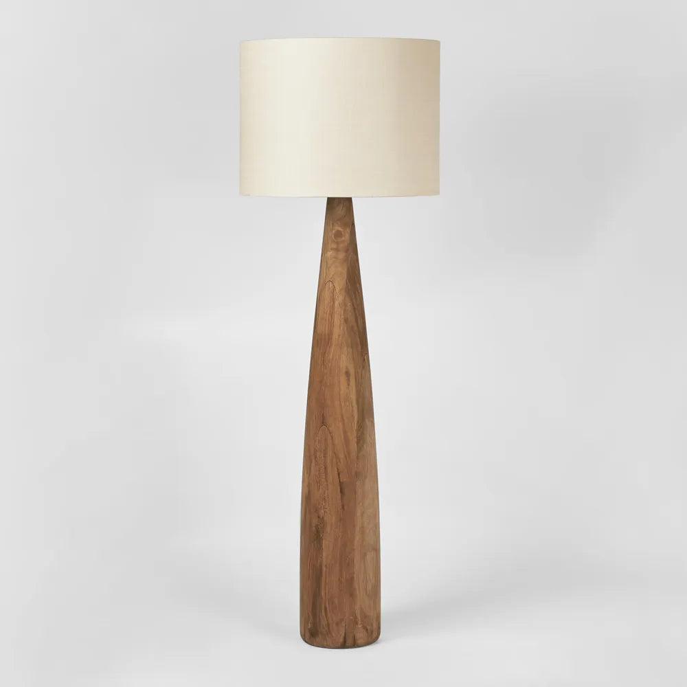 Samson Wood Floor Lamp Saddle Base - Natural Shade