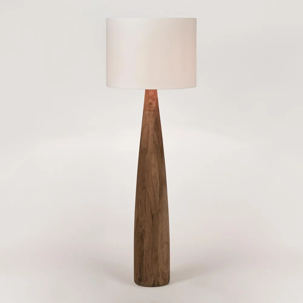 Samson Wood Floor Lamp Saddle Base - White Shade