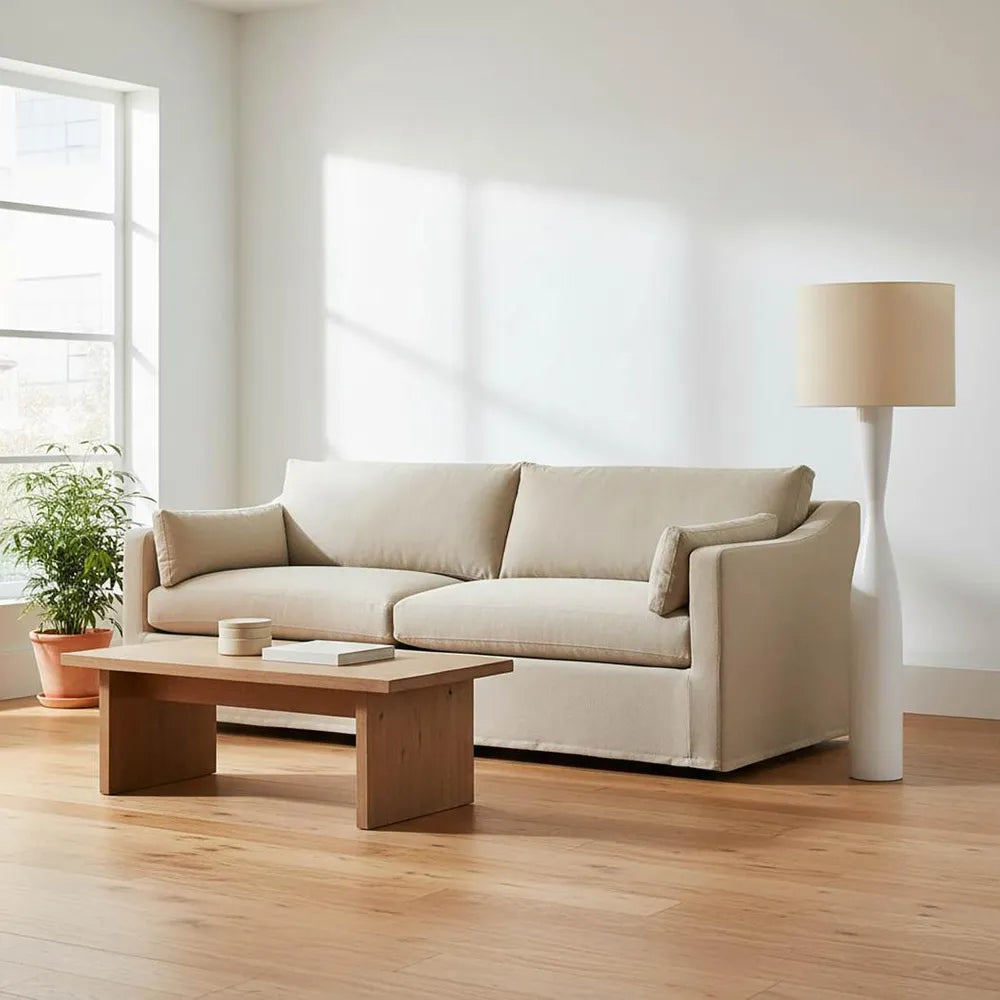 Callum Floor Lamp Base - White - Natural Shade