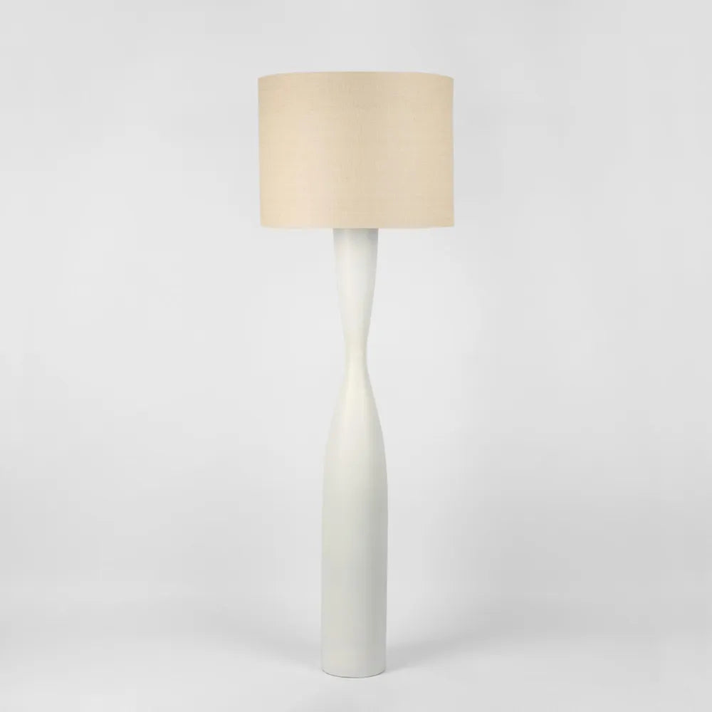 Callum Floor Lamp Base - White - Natural Shade