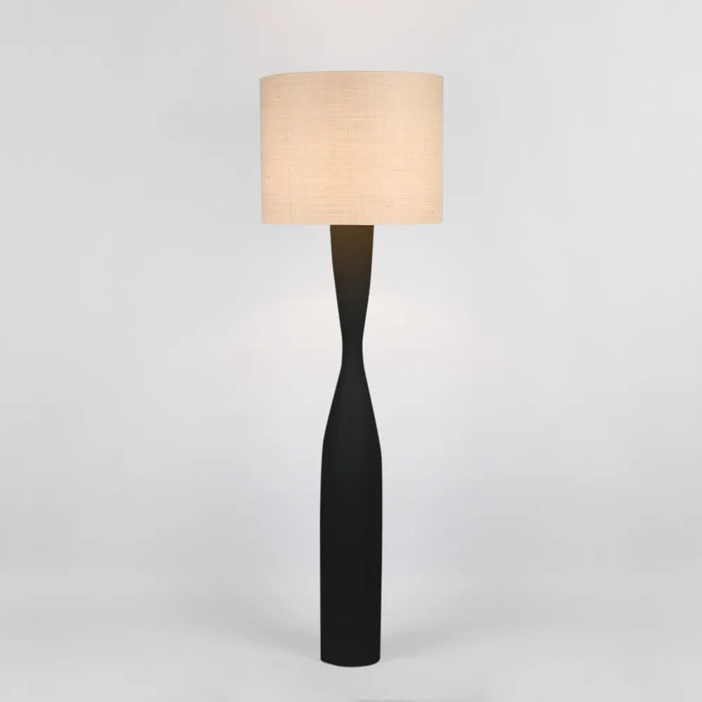 Callum Floor Lamp Base - Black - Natural Shade