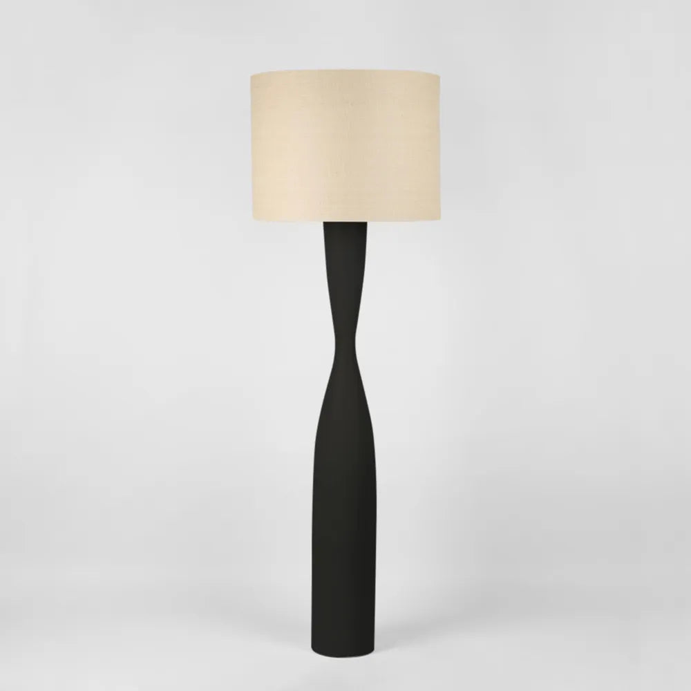 Callum Floor Lamp Base - Black - Natural Shade