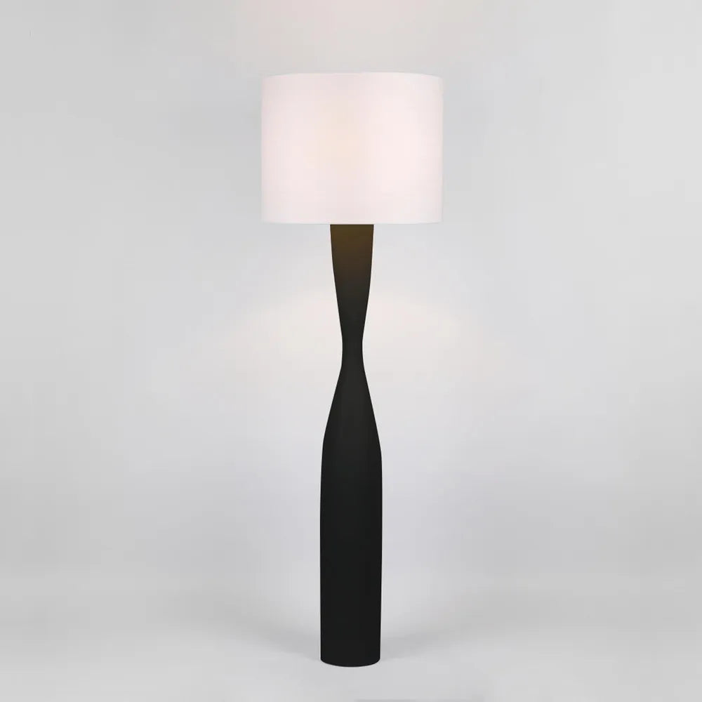 Callum Floor Lamp Base - Black - White Shade