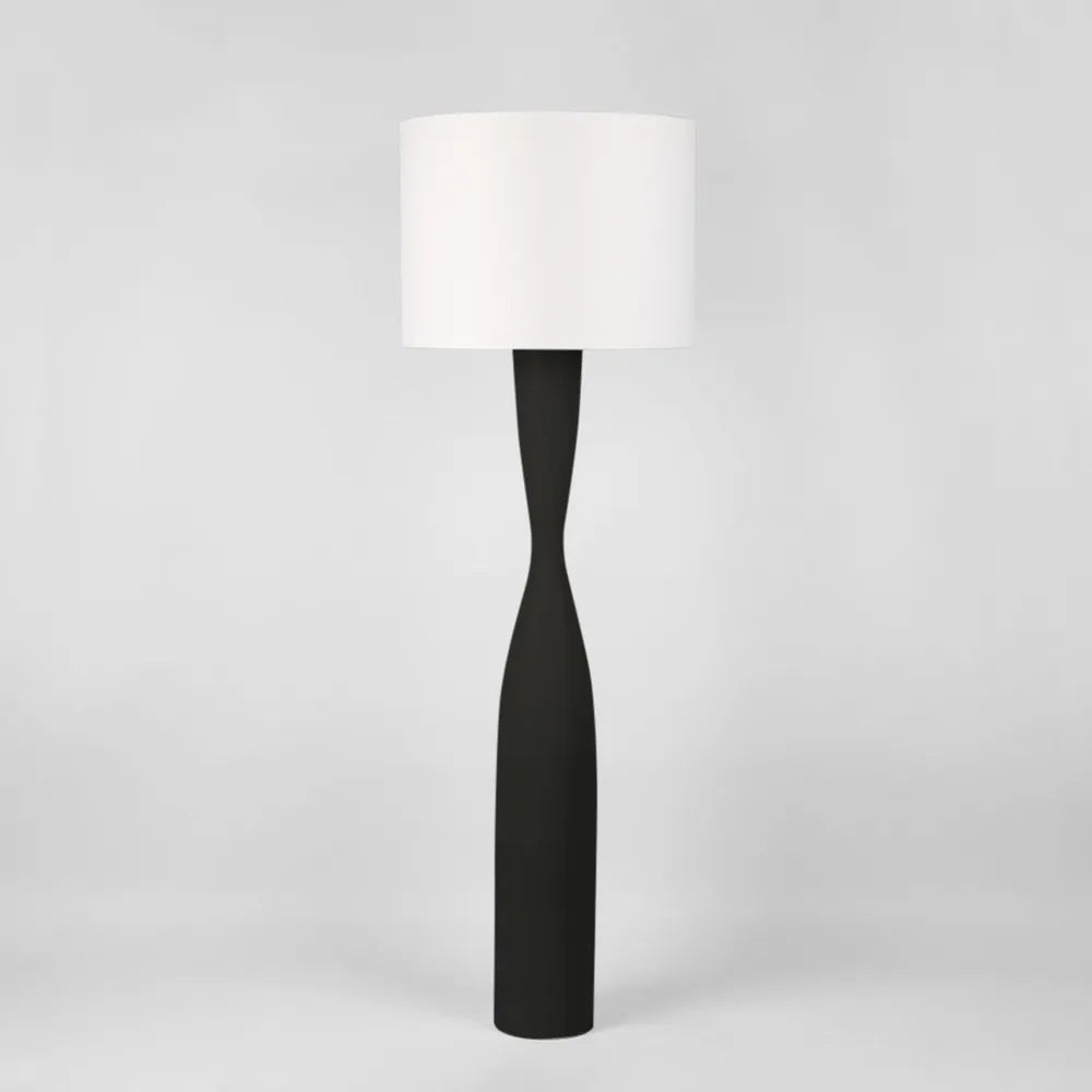 Callum Floor Lamp Base - Black - White Shade