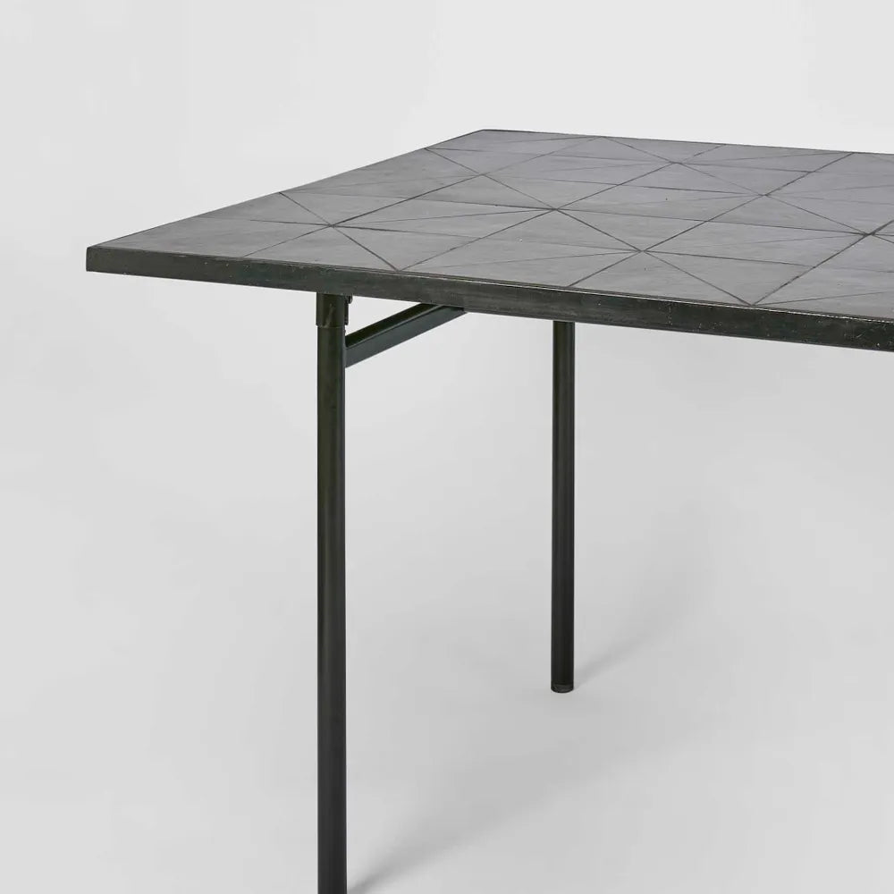 Sheffield Iron/Tiled Outdoor Dining Table - Black