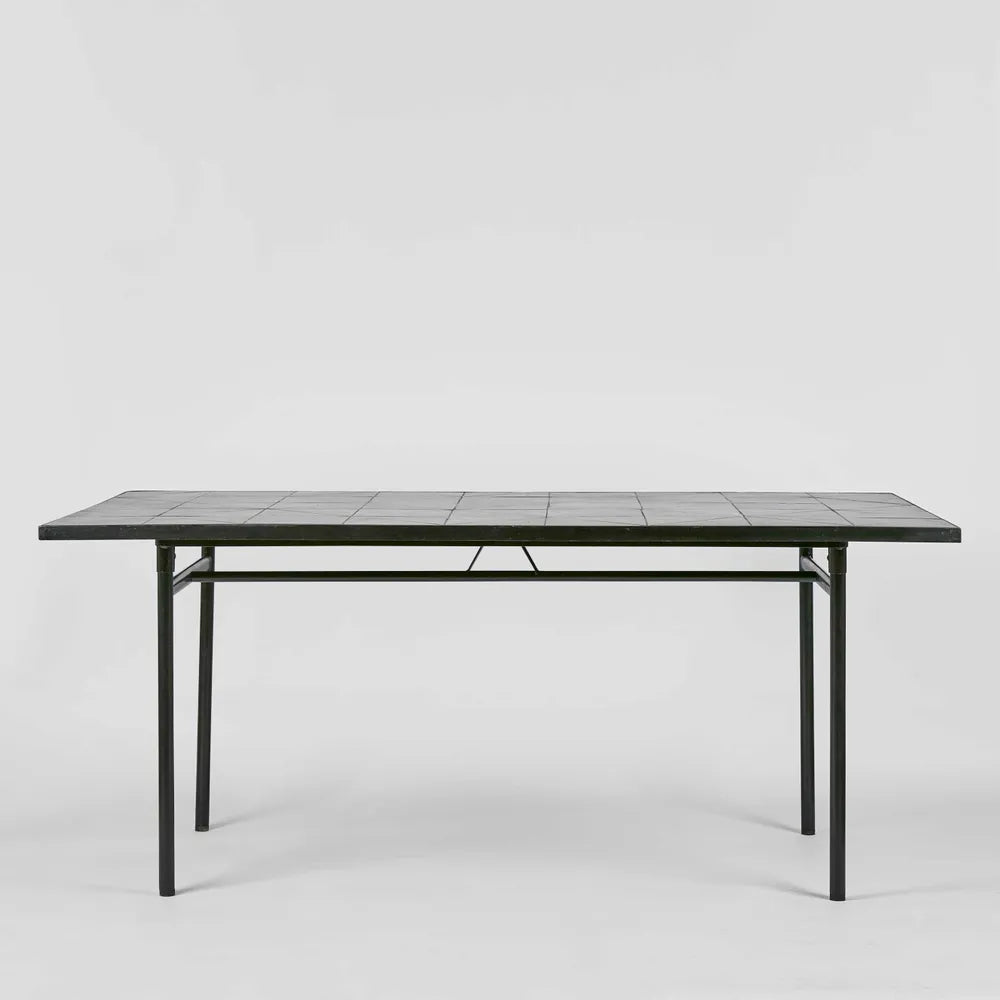 Sheffield Iron/Tiled Outdoor Dining Table - Black