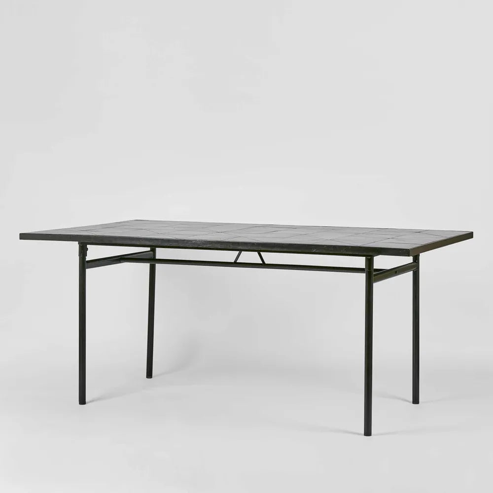 Sheffield Iron/Tiled Outdoor Dining Table - Black