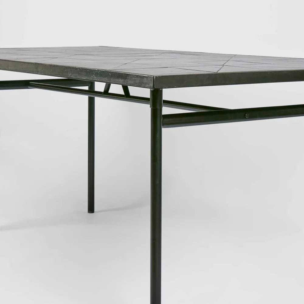 Sheffield Iron/Tiled Outdoor Dining Table - Black