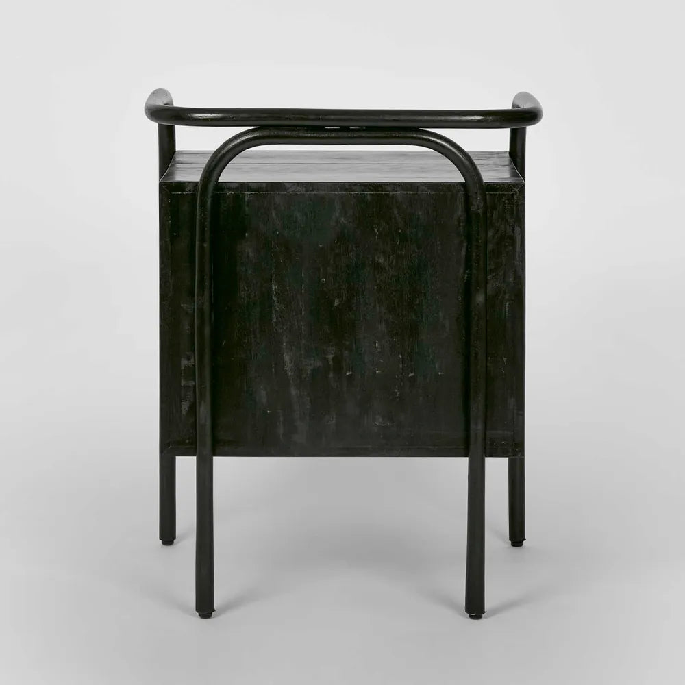 Weave Bedside Table - Black