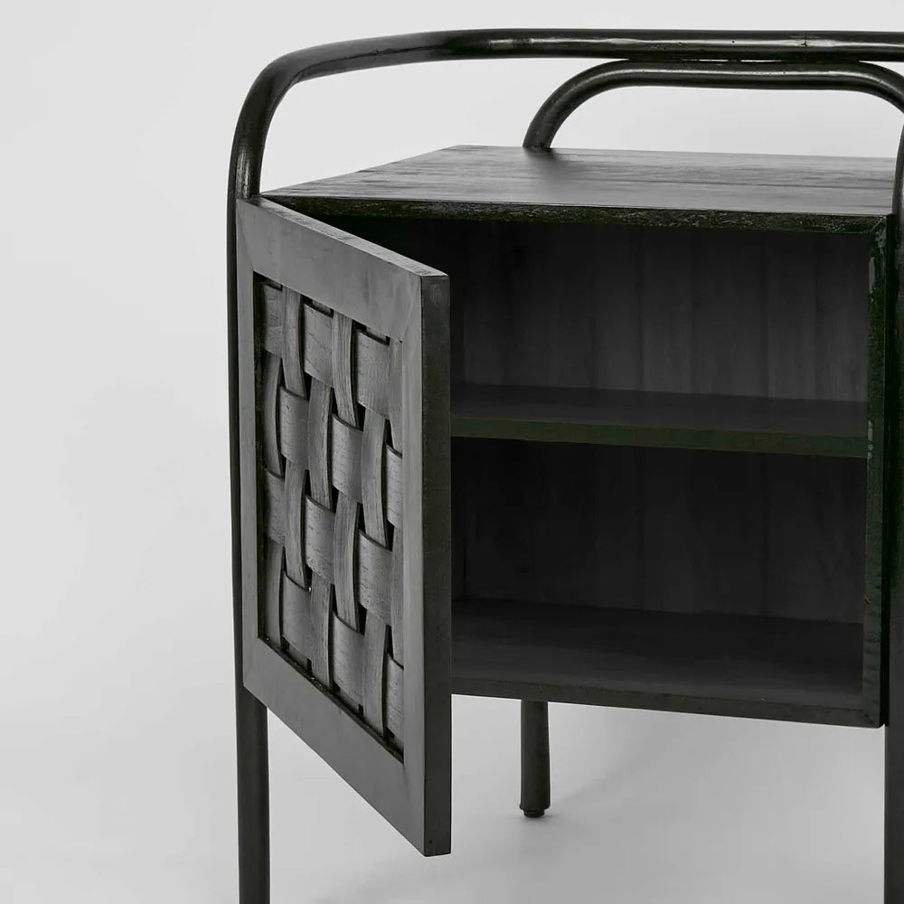 Weave Bedside Table - Black