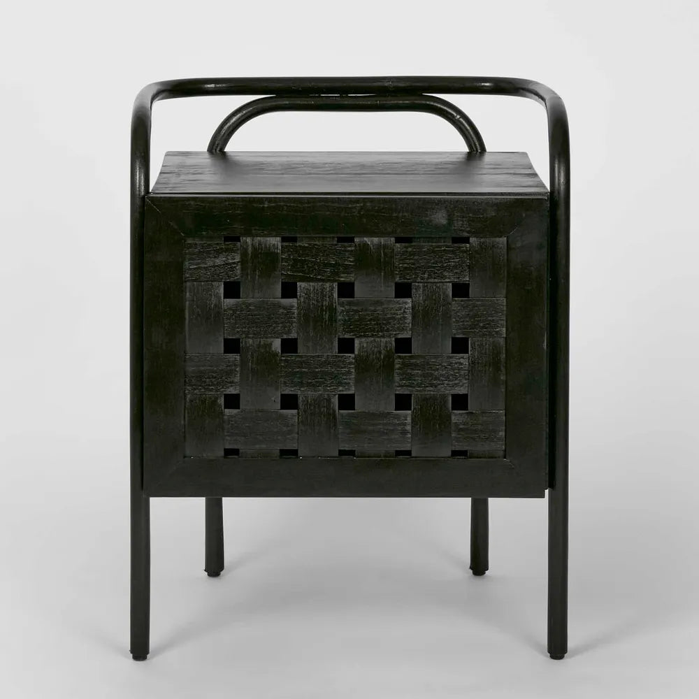 Weave Bedside Table - Black