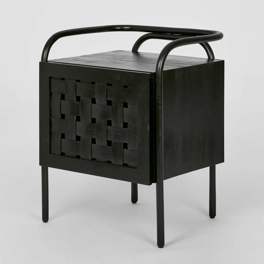 Weave Bedside Table - Black