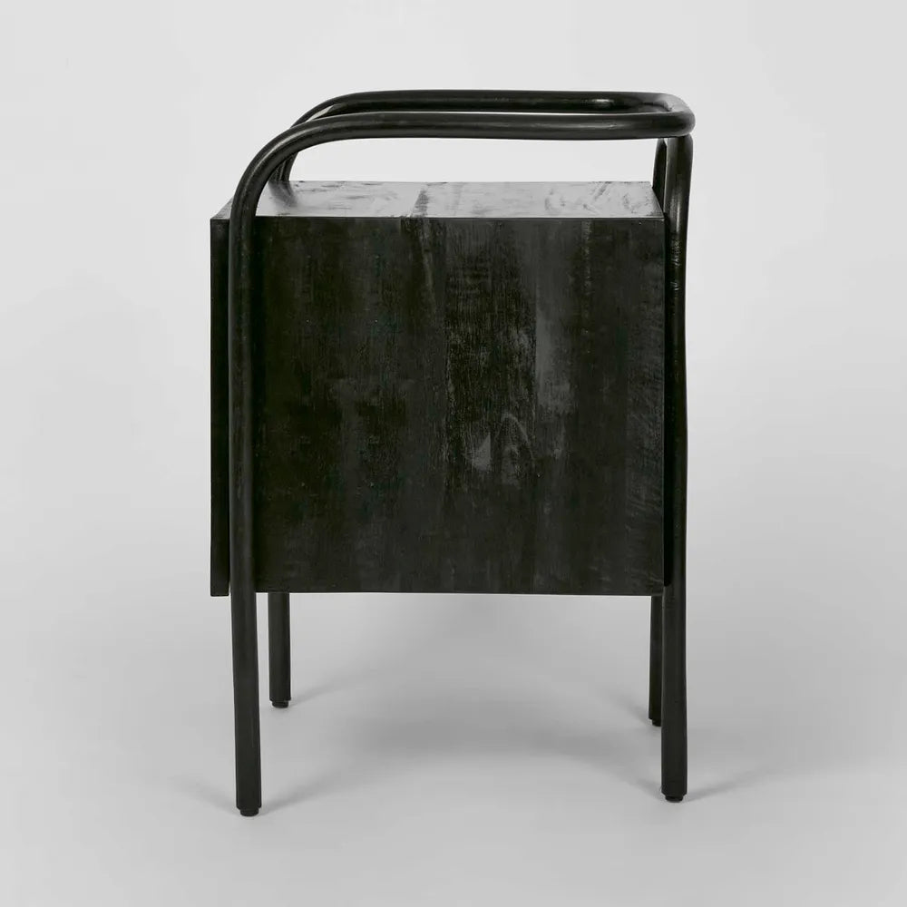 Weave Bedside Table - Black