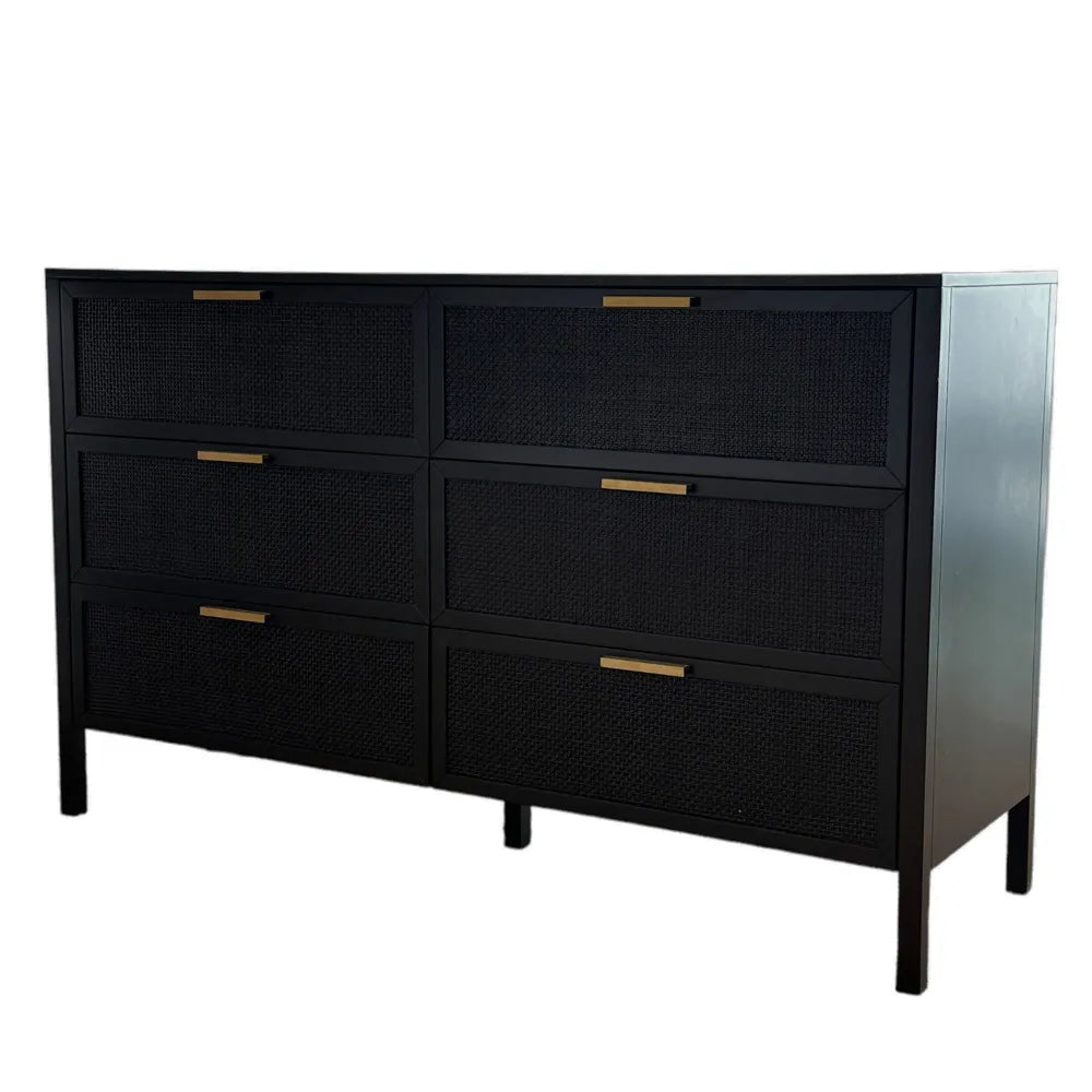 Santorini Dresser 6 Drawers - Black