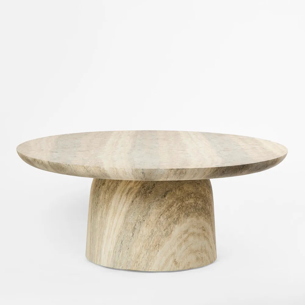 Parisi Round Coffee Table - Grey Travertine Look