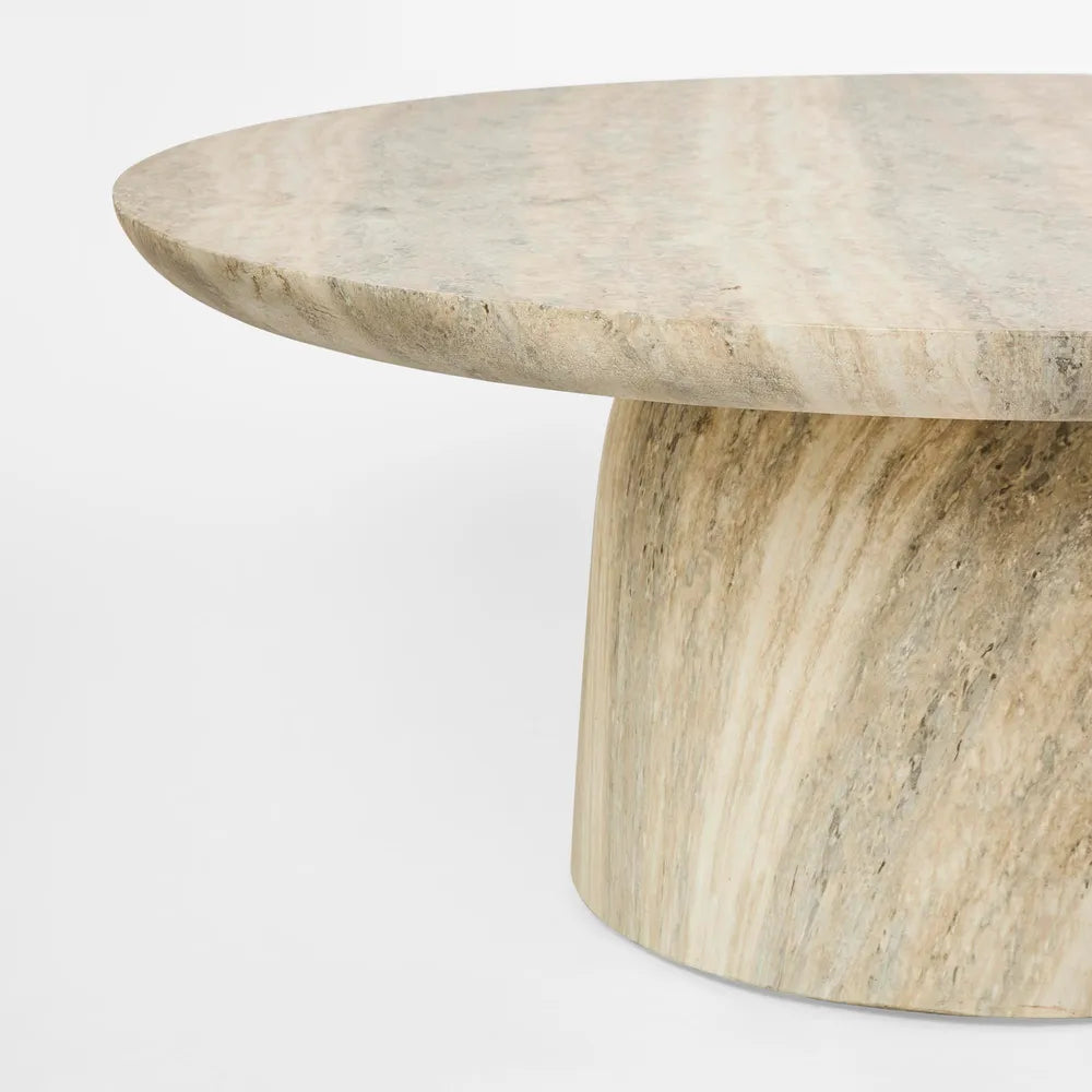 Parisi Round Coffee Table - Grey Travertine Look