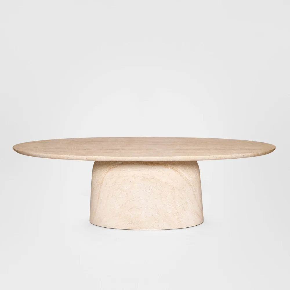 Corsica Oval Dining Table - Ivory Travertine Look