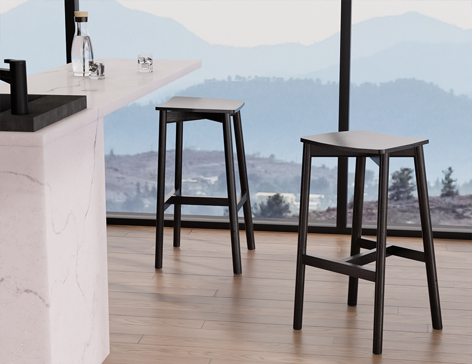 Andi Bar Stool - Backless - Black Stained Ash