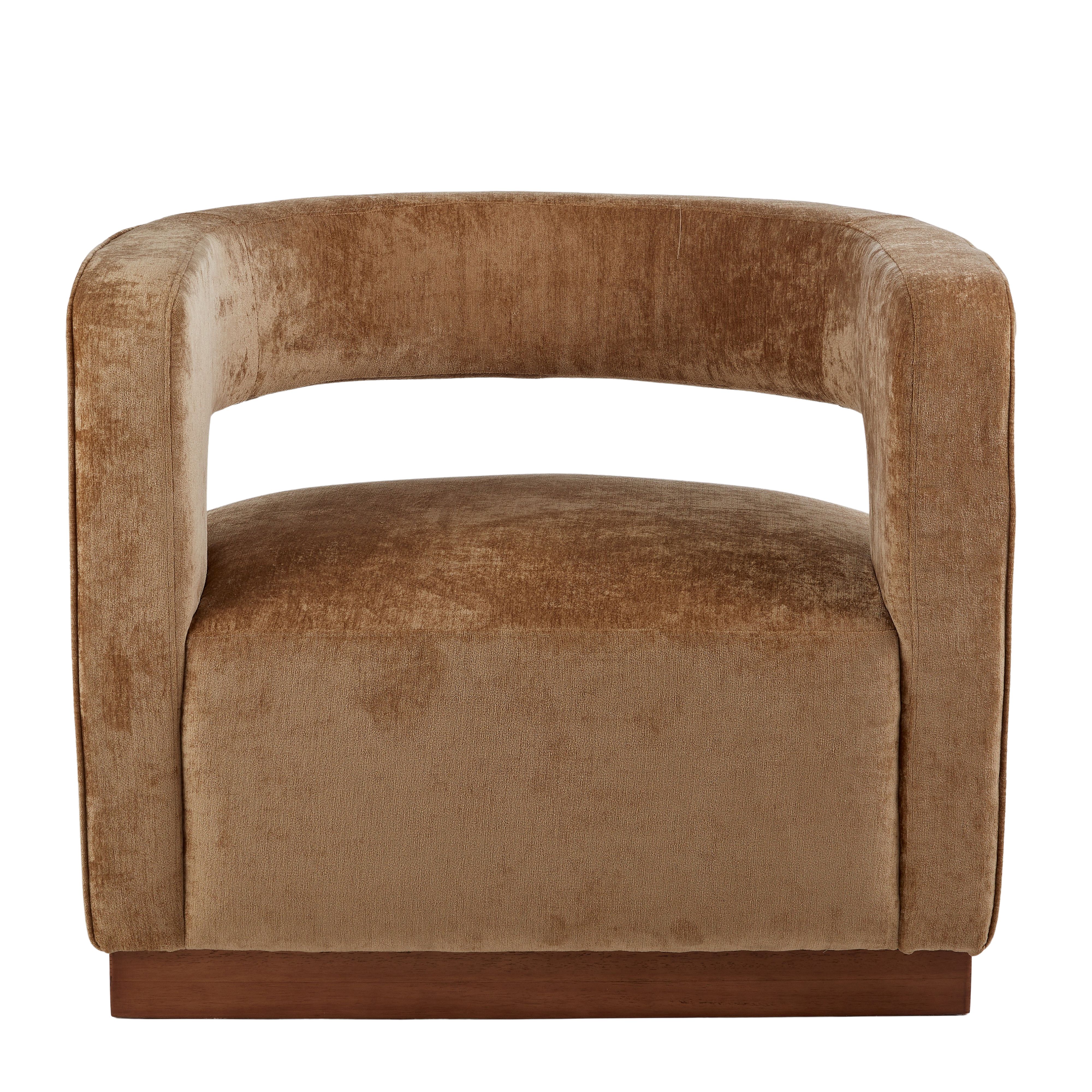 Milan Armchair - Aged Gold Velvet/Walnut