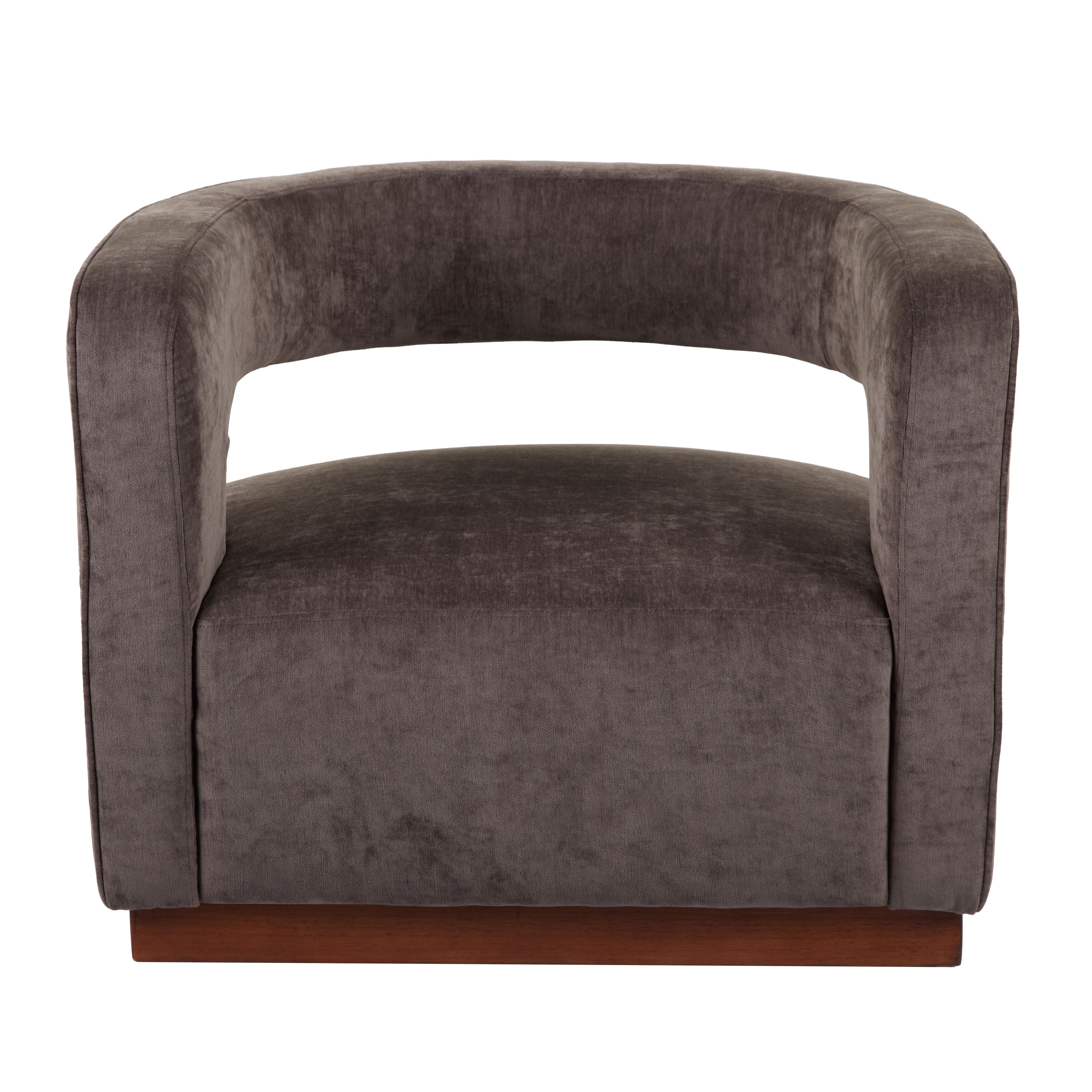 Milan Armchair - Aged Grey Velvet/Walnut