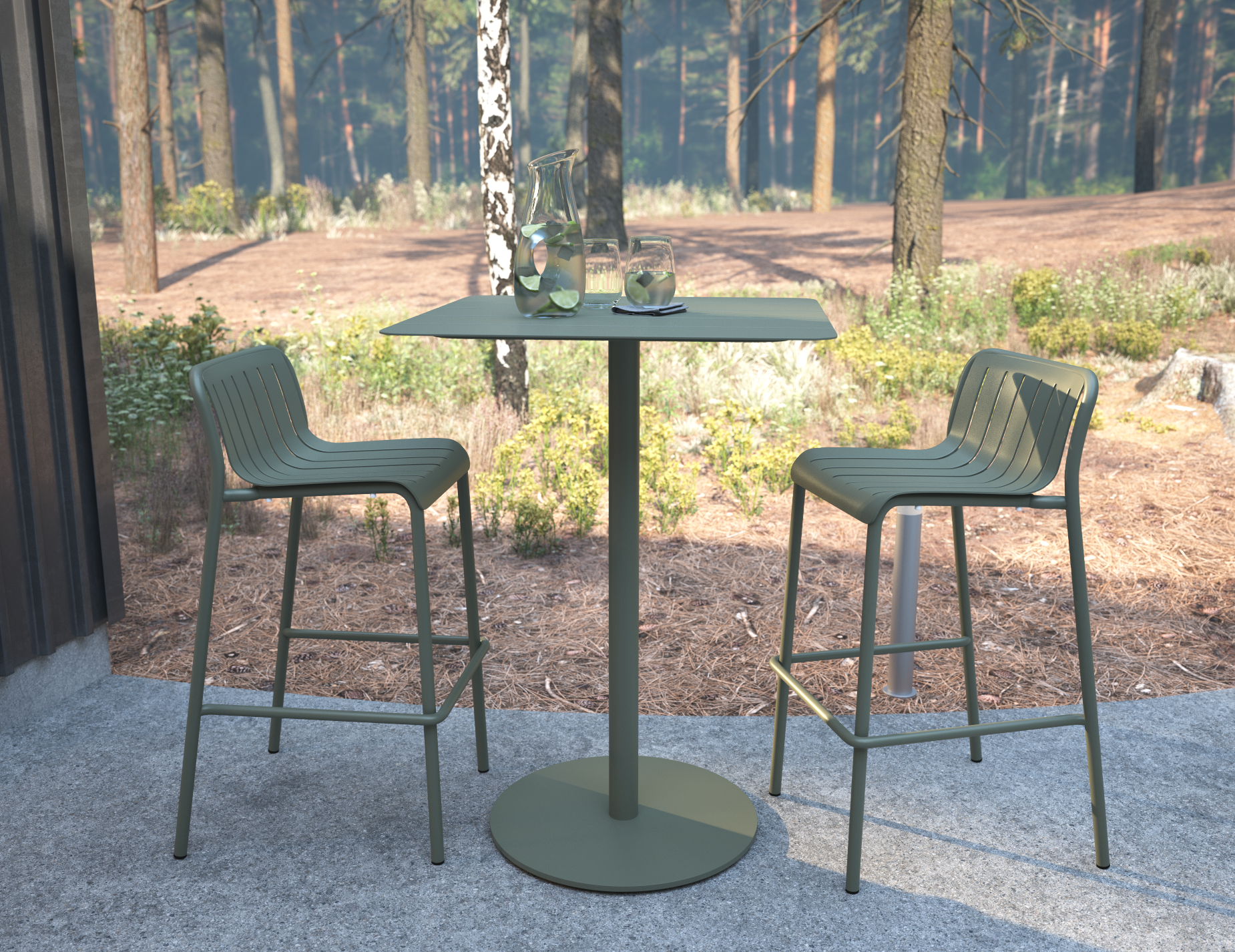 Roku Bar Stool - Outdoor - Matt Eucalyptus Green