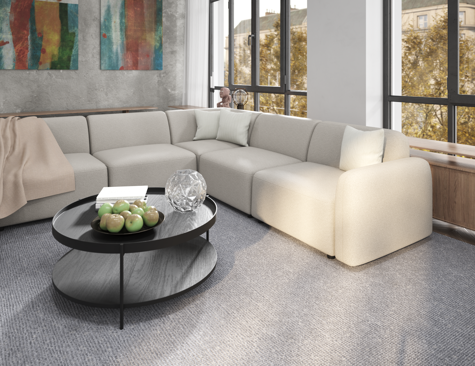 Atticus Modular Sofa Section - Corner - Oyster Fabric