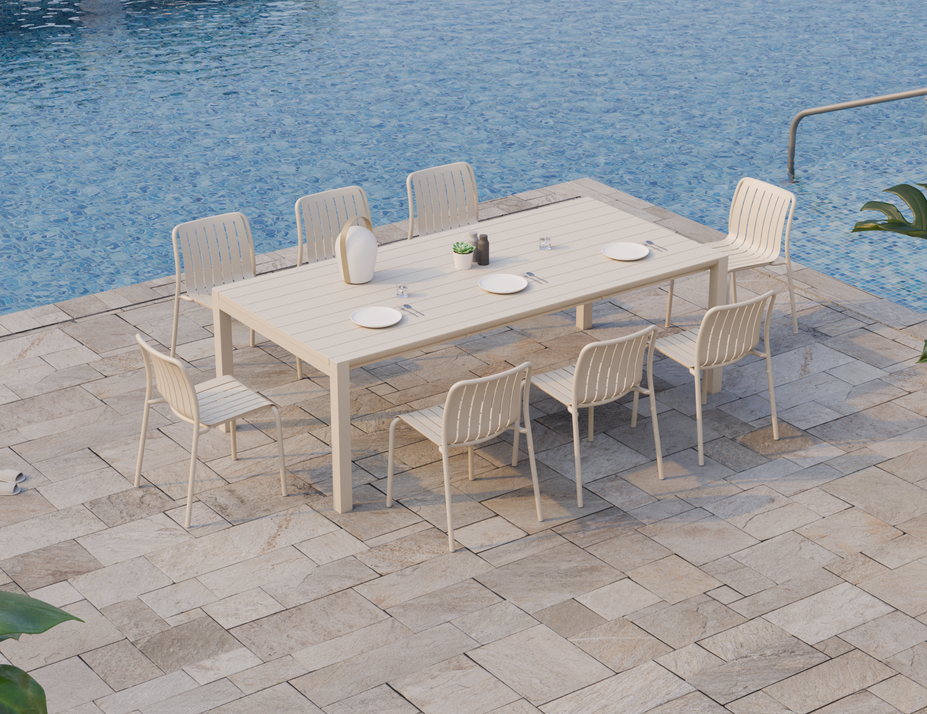 Reflect Outdoor Extendable Dining Table - Latte