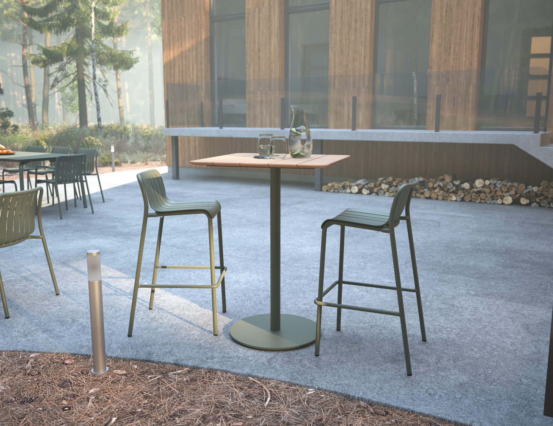 Roku Bar Stool - Outdoor - Matt Eucalyptus Green