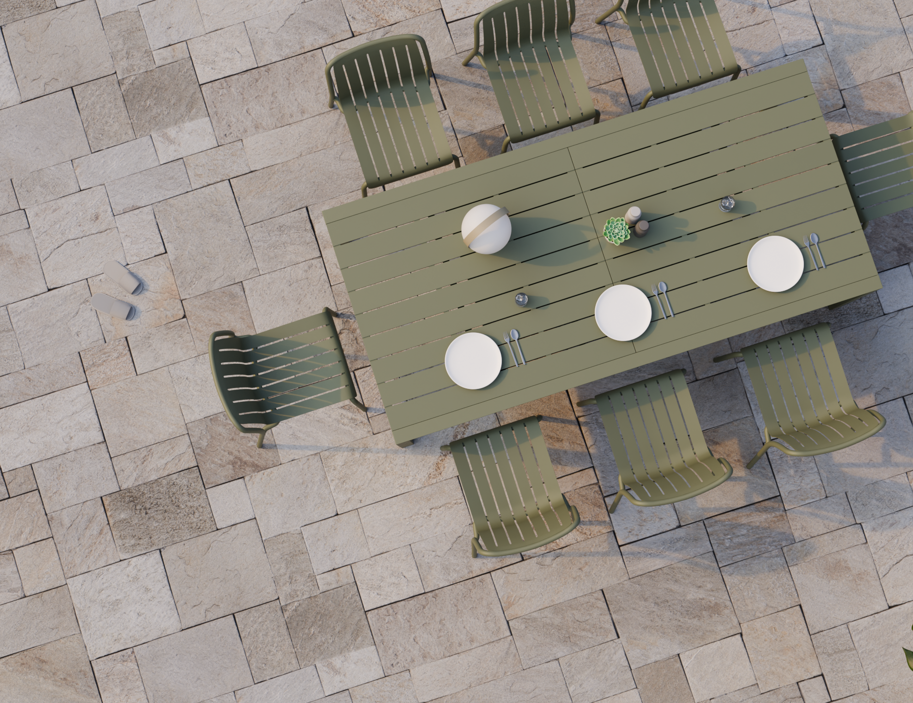 Reflect Outdoor Extendable Dining Table - Eucalyptus Green