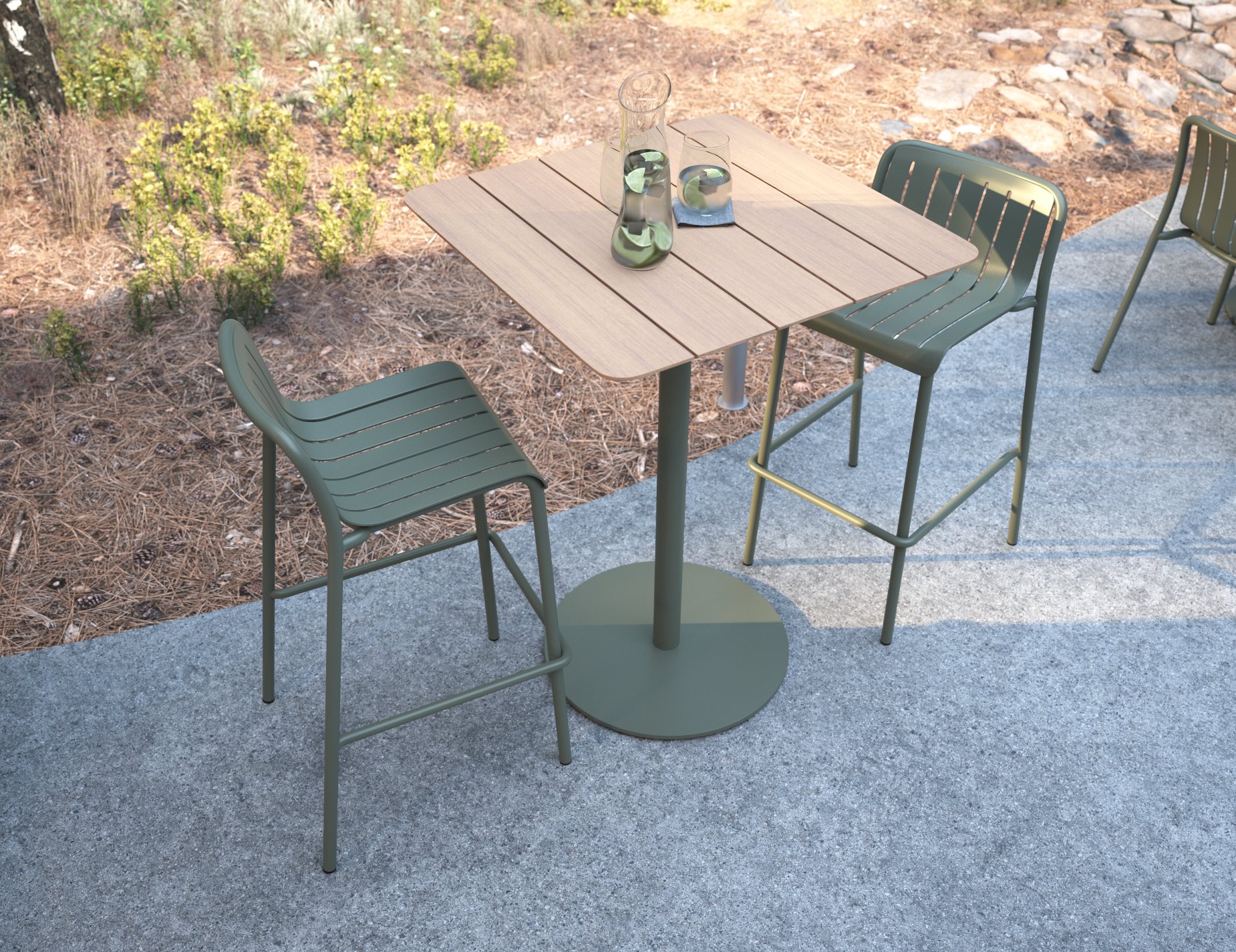 Roku Bar Stool - Outdoor - Matt Eucalyptus Green