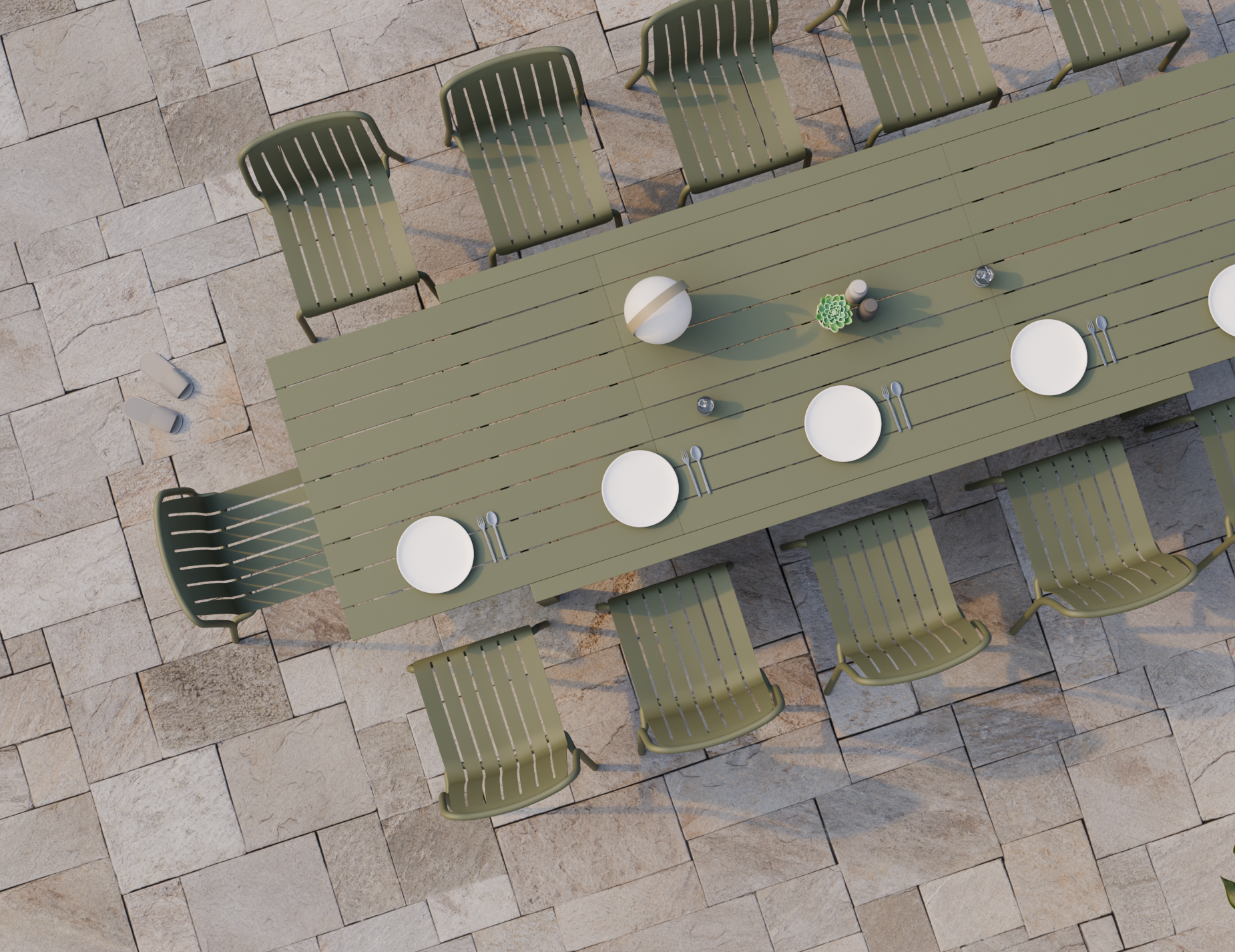 Reflect Outdoor Extendable Dining Table - Eucalyptus Green